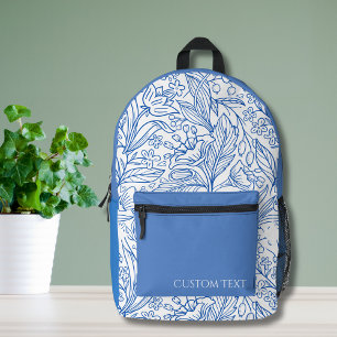 Mochila Impresa Personalizado Azul Botánico