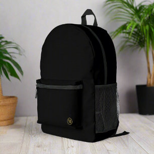 Mochila Impresa Personalizado Black Gold Inicial l Elegante Minima