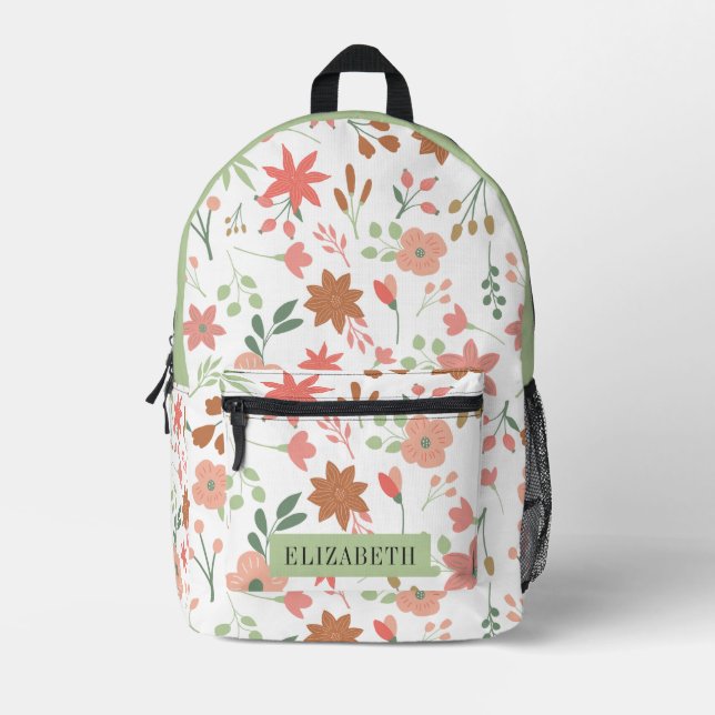 Mochila Impresa Personalizado Boho Florals vuelve a la escuela (Anverso)
