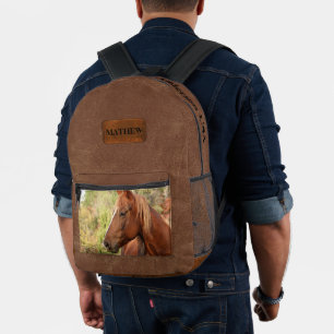 Mochila Impresa Personalizado combinación única Caballo pardo y cu