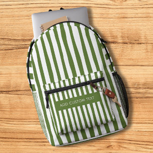 Mochila Impresa Personalizado con nombre y rayas verdes y blancas