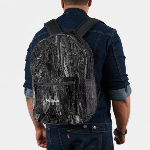 Mochila Impresa Personalizado de corteza de madera oscura gris Mon