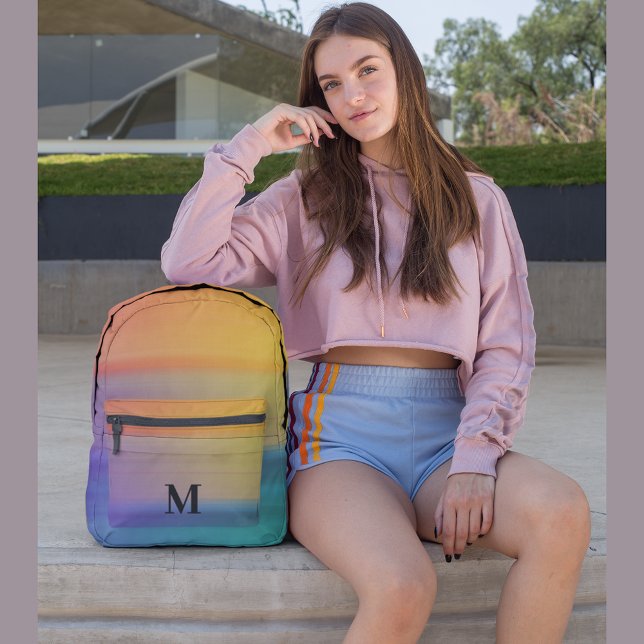 Mochila Impresa Personalizado de franjas de arco iris rosado delga (Subido por el creador)