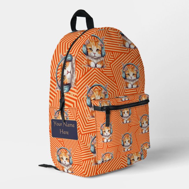 Mochila Impresa Personalizado De Gatito Gracioso (Esquina izquierda trasera)