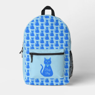 Mochila Impresa Personalizado de gato de niño pequeño azul