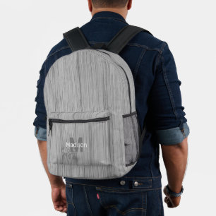 Mochila Impresa Personalizado de impresión de bambú gris Monograma