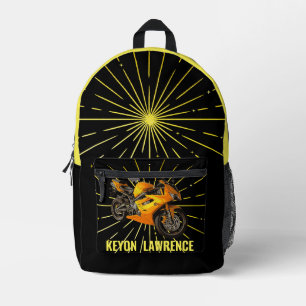 Mochila Impresa Personalizado de motocicletas Black & Gold Boy