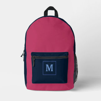 Mochila Impresa Personalizado de nombres de monograma rosa moderno
