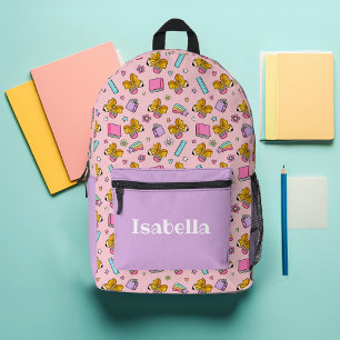 Mochila Impresa Personalizado de patrones escolares rosa y púrpura