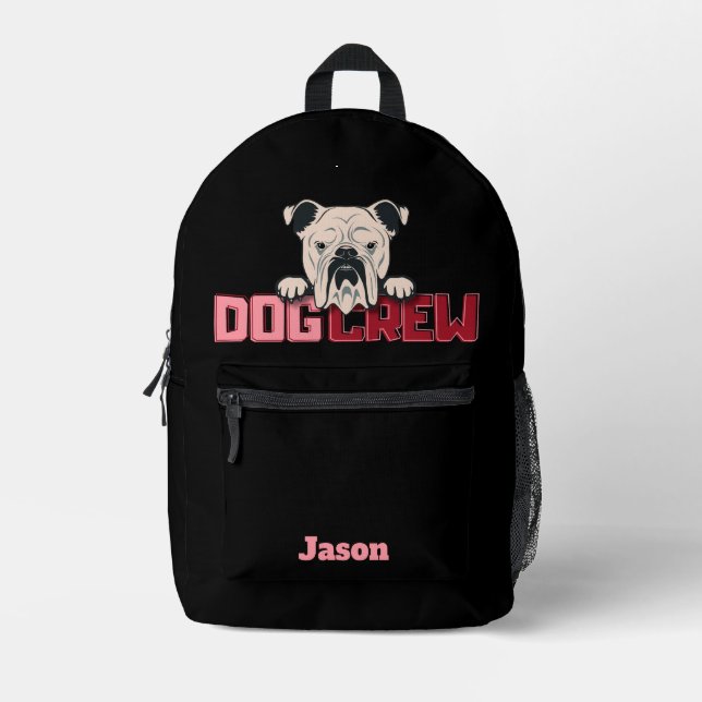 Mochila Impresa Personalizado del Bulldog de la tripulación de per (Anverso)