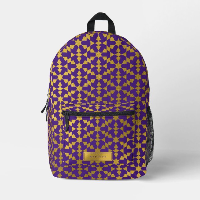 Mochila Impresa Personalizado del patrón de mosaico geométrico étn (Anverso)