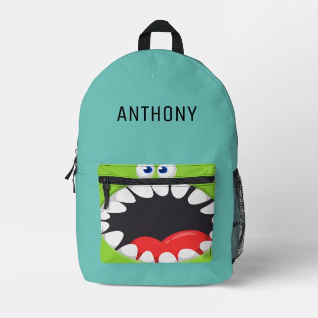 Mochila Impresa Personalizado divertida monogramada Verde Azul (Anverso)