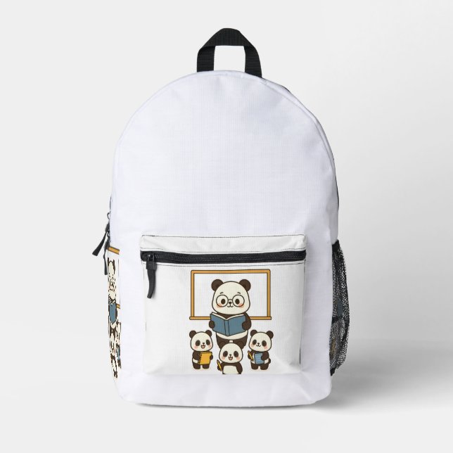 Mochila Impresa Personalizado educada, profesora de Panda y estudi (Anverso)