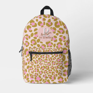 Mochila Impresa Personalizado el beige rosado del leopardo marrón