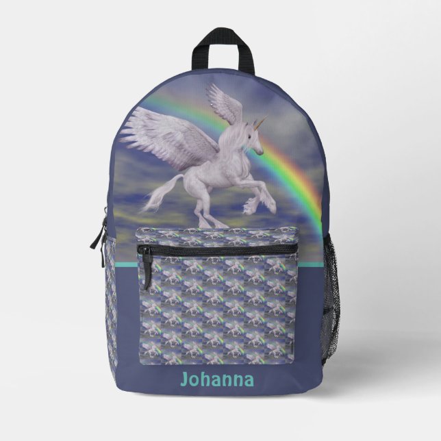 Mochila Impresa Personalizado el volante de unicornio sobre el arc (Anverso)