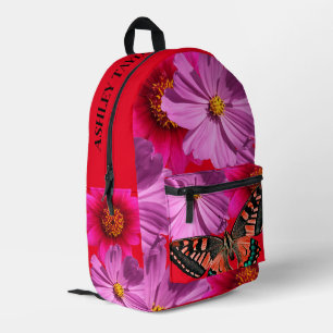 Mochila Impresa Personalizado elegante floral roja con hermosa mar
