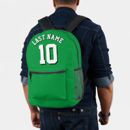 Mochila Impresa Personalizado Green White Apellido Sports Número d