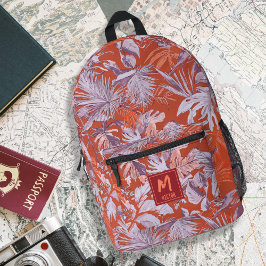 Mochila Impresa Personalizado Leaf Tropical Caluroso Verano Rojo D