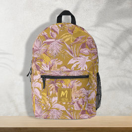 Mochila Impresa Personalizado Leña Tropical Diseño gráfico amarill