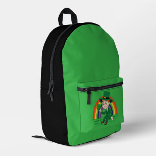 Mochila Impresa Personalizado lindo leprechaun con shamrock y arco