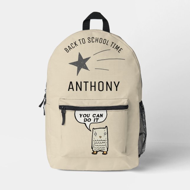 Mochila Impresa Personalizado lindo mano dibujado Lechuza personal (Anverso)