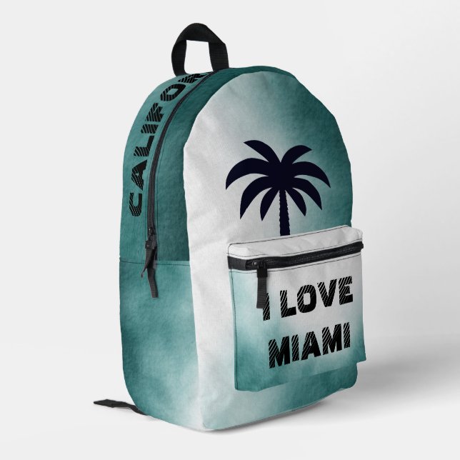Mochila Impresa Personalizado me encanta Miami California Beach Bl (Esquina izquierda trasera)