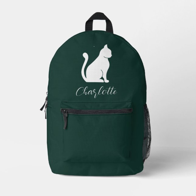 Mochila Impresa Personalizado monograma de guión corto de gato (Anverso)