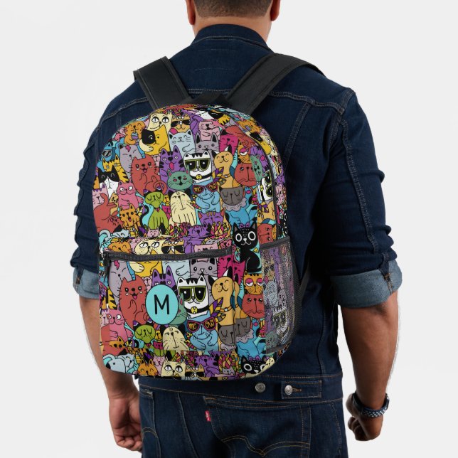 Mochila Impresa Personalizado Monograma Gracioso Gatos Ilustracion (Insitu (Modelo))