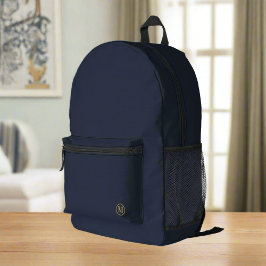 Mochila Impresa Personalizado Navy Blue Gold Monograma inicial Dep