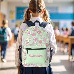 Mochila Impresa Personalizado Patrón de Paisley Rosa Lindo