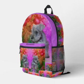 Mochila Impresa Personalizado perro de los Rosas de Cachorros Schn