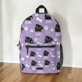 Mochila Impresa Personalizado púrpura Paw Papel de amor Imprimir P