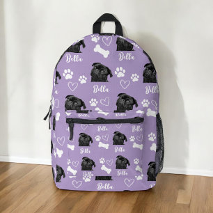 Mochila Impresa Personalizado púrpura Paw Papel de amor Imprimir P