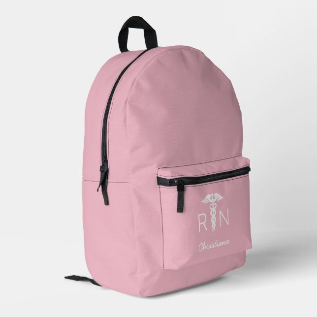 Mochila Impresa Personalizado RN Registro de enfermeras Graduación (Esquina izquierda trasera)