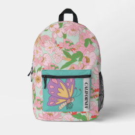 Mochila Impresa Personalizado texto giratorio floral con mariposa 