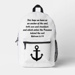 Mochila Impresa Personalizado Texto Y Ancla Cristiana Hebrews 19:2