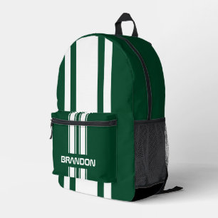 Mochila Impresa Personalizado Verde Inglés Y Blanco Con Franja De 