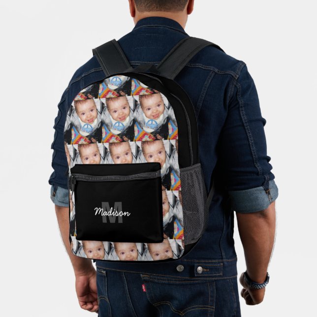Mochila Impresa Personalizar Su foto modelo monograma nombre Negro (Insitu (Modelo))