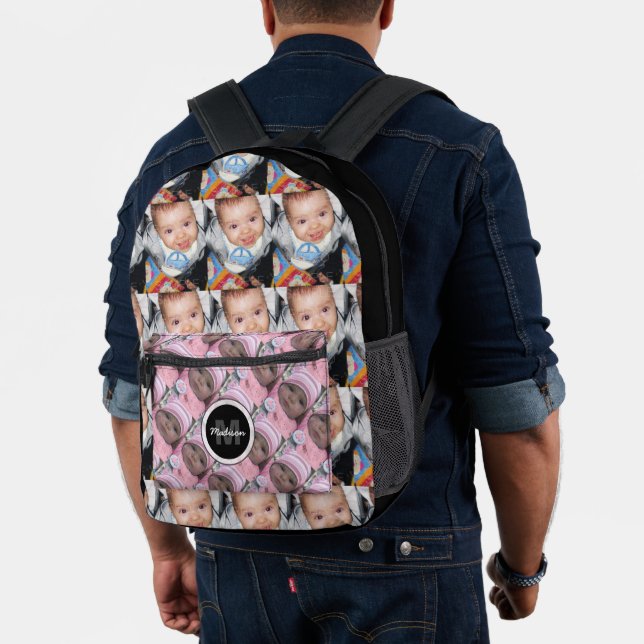 Mochila Impresa Personalizar Su monograma de patrón fotográfico Ne (Insitu (Modelo))