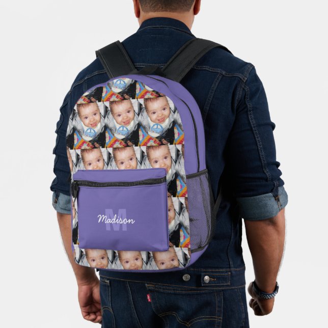 Mochila Impresa Personalizar Su patrón fotográfico monograma nombr (Insitu (Modelo))
