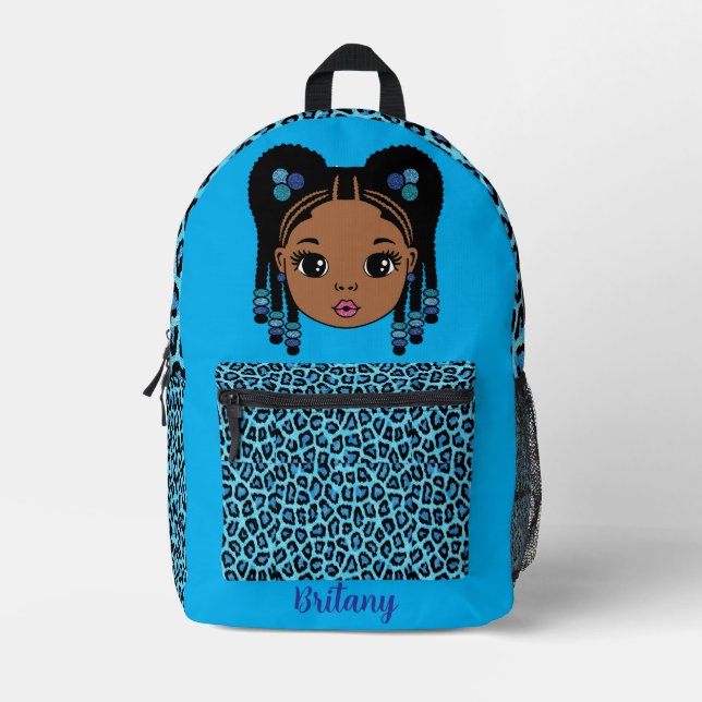 Mochila Impresa Personalized Baby Girl Blue Printed Backpack (Anverso)