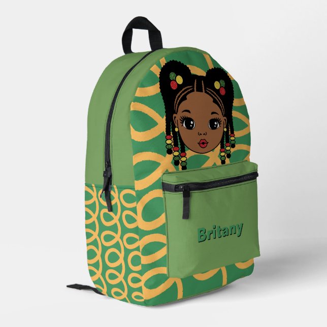 Mochila Impresa Personalized Baby Girl Green Printed Backpack (Esquina izquierda trasera)