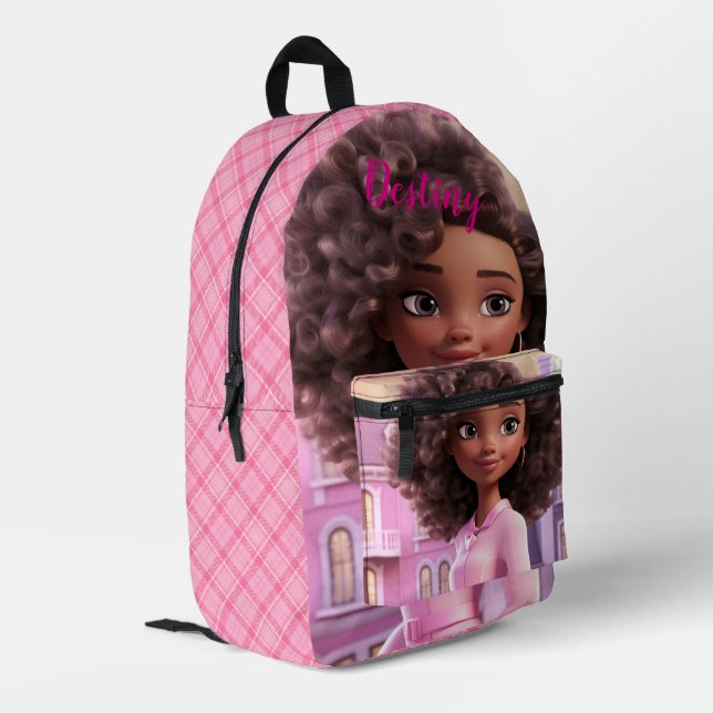Mochila Impresa Personalized Black doll plaid (Esquina izquierda trasera)