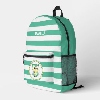 Mochila Impresa Personalized Cute Owl Stripped Backpack