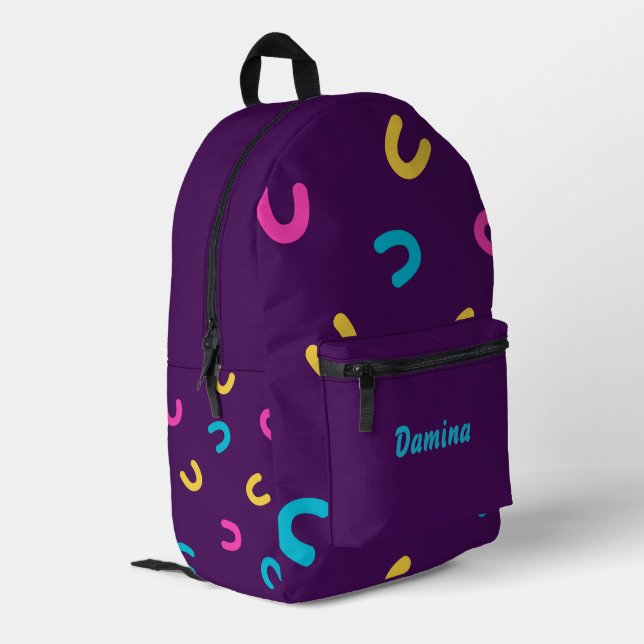 Mochila Impresa Personalized Dark Neon Fun Pattern (Esquina izquierda trasera)