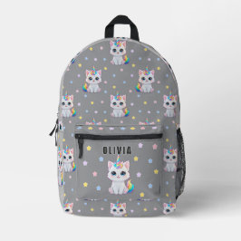 Mochila Impresa Personalized Kawaii Caticorn name printed backpack