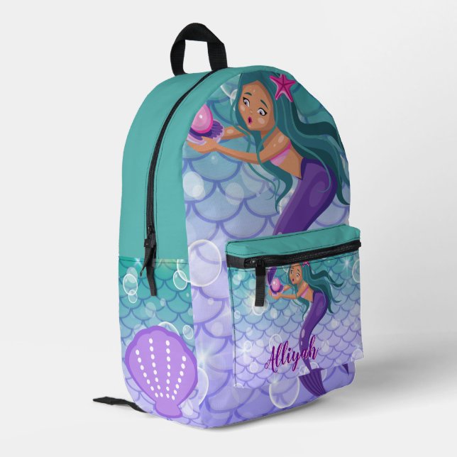 Mochila Impresa Personalized Mermaid Cyan (Esquina izquierda trasera)