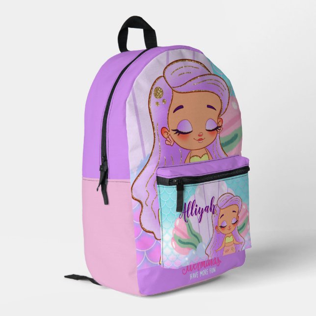 Mochila Impresa Personalized Mermaid Lavender Print Cut Sew Bag (Esquina izquierda trasera)