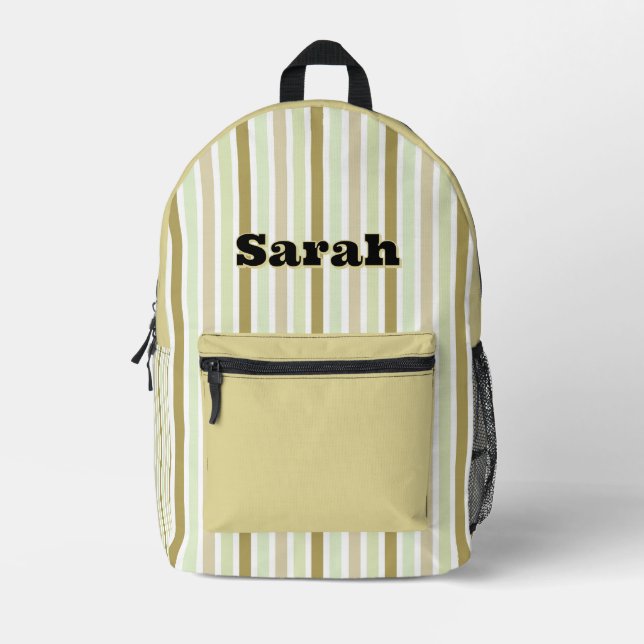 Mochila Impresa Personalized Name LIGHT GREEN LINE STRIPES (Anverso)