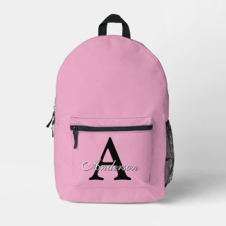 Mochila Impresa Personalized Name Monogram Pink Background
